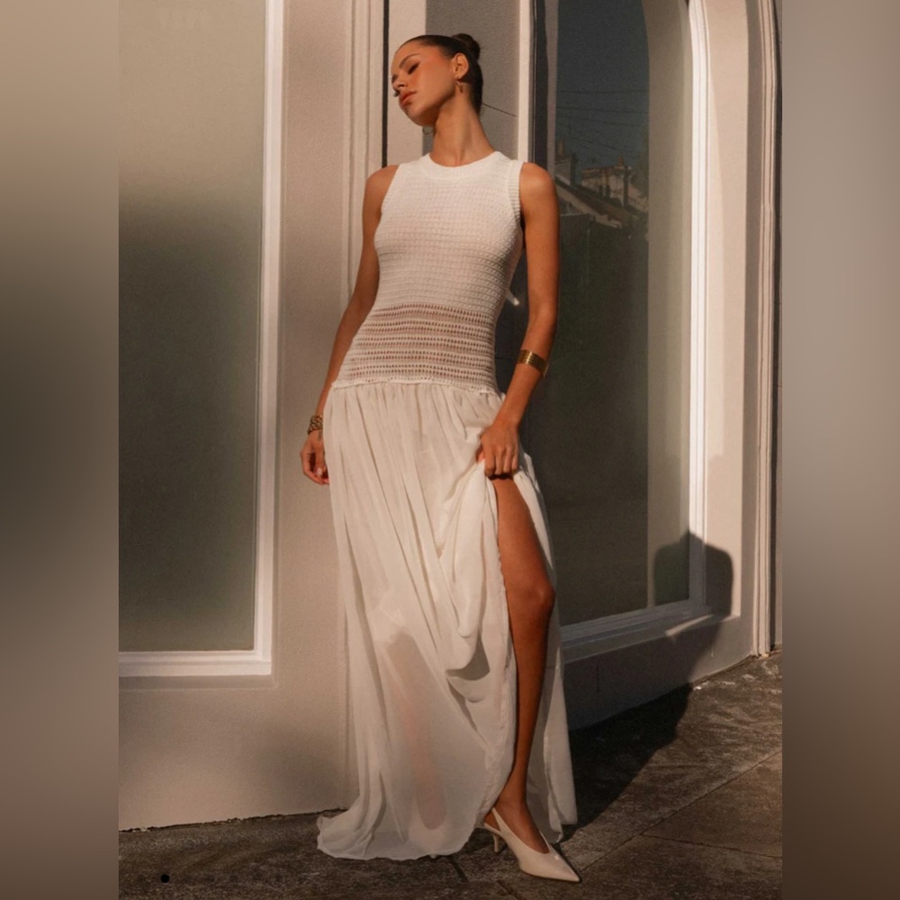 NWT Peppermayo- Off Grid Crochet Maxi Dress - White